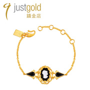 justgold鎮金店女皇，足金黄金手链女时尚，个性简约气质1221981y