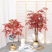 仿真绿植假红枫树盆栽植物造景枫叶装饰花客厅落地摆件大型假花卉