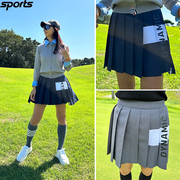 韩国高尔夫球服穿搭ins运动23年秋季中腰拼接半身短裙百褶裙
