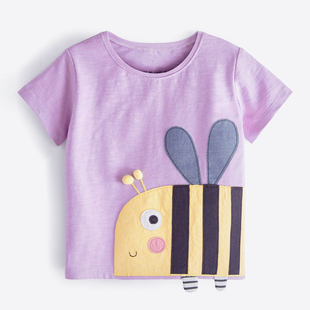 女童纯棉短袖t恤宝宝，小蜜蜂半袖上衣3岁6儿童，夏装5婴儿体恤打底衫
