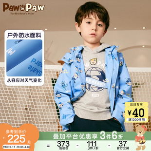 pawinpaw卡通小熊童装秋男童，儿童夹克外套防风防水连帽