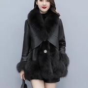 仿皮草外套女装2023冬季韩版中长款仿狐狸毛pu皮加厚海宁皮衣
