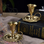 欧式复古黄铜手持烛台多款轻奢法式浪漫烛光晚餐婚礼道具摆件
