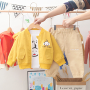 6七八九10个月婴儿衣服，ins纯棉宽松外套3件套装1岁男童小孩子秋装