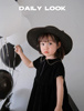 韩国春秋新儿童法式复古蝴蝶结，礼帽可爱百搭圆顶，黑色羊毛毡帽子