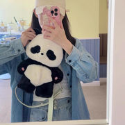 可爱熊猫双肩包毛绒(包毛绒)小书包女学生上课通勤包大容量玩偶包公仔(包公仔)背包