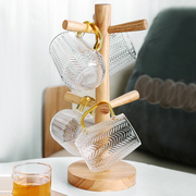 日式实木水杯架子创意收纳置物架茶杯马克杯挂架倒挂家用沥水防尘