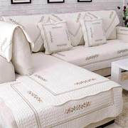 四季全棉防滑沙发垫布艺，纯棉简约坐垫组合通用皮，沙发巾套罩现代