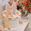 网红珍珠兔子耳朵草莓，蛋糕装饰摆件唯美公主，系兔耳甜品复古插件