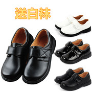 男童黑色皮鞋韩版儿童白色，休闲鞋舞台主持鞋西装礼服学生表演出鞋