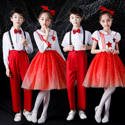 儿童合唱演出服中小学生大合唱团体服装，男女童诗歌，朗诵纱裙表演服
