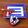 。创意欧式雪茄烟灰缸古巴国旗，纪念款陶瓷烟灰缸，烟盅缸酒店ktv专