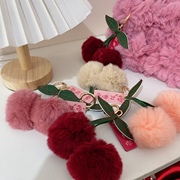 真的濑兔毛包包配件毛毛球装饰小樱桃