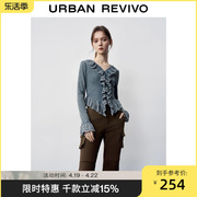 UR2024春季女装法式优雅设计感镂空蕾丝长袖T恤UWL440018