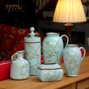 现代时尚新中式陶瓷花瓶，家居手工艺品摆件，客厅桌面瓷瓶样板房软装