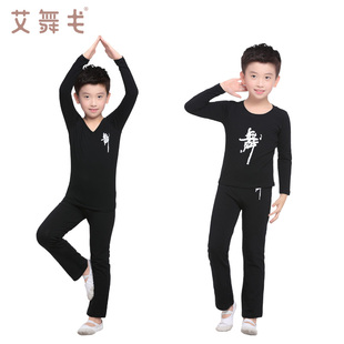 男童舞蹈服套装儿童春夏拉丁舞服装男孩男生长袖中国舞形体练功服