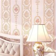 粉色竖条纹壁纸客厅卧室婚房加厚温馨D欧式田园无纺布背景墙纸