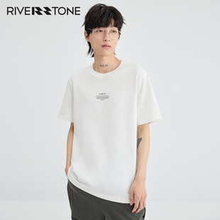 RS男装夏装白色圆领短袖T恤2024夏季男士设计感内搭上衣韩板