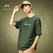 高级感墨绿色短袖t恤纯棉，圆领男款夏季美式休闲ins青少年半袖体恤