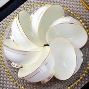 景德镇陶瓷碗家用餐具4/6/10个装饭碗防烫高脚碗中式轻奢餐具