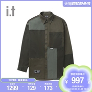 itizzue男装色块拼接拼色衬衫，2024夏季时尚型男上衣8103s4m