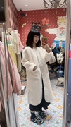 白色羊羔毛外套(毛外套)女中长款2023年秋冬高级感颗粒绒加厚棉衣开衫大衣