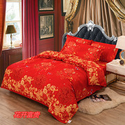婚庆四件套大红全棉加厚结婚床上用品纯棉4件套1.8床2.0米2.2米床