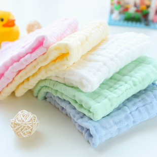 10条洁丽雅婴儿洗脸毛巾口水，巾新生儿童，宝宝用品小方纯棉超柔纱布
