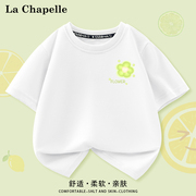 拉夏贝尔女童短袖t恤2024夏季洋气时髦儿童，上衣女孩纯棉衣服