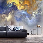 彩色云朵壁纸北欧简约七彩天空祥云卧室电视背景墙纸欧式客厅壁画