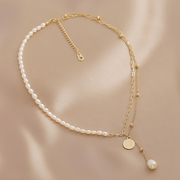 气质复古天然淡水珍珠项链女小众设计感双层叠戴流苏颈链锁骨链