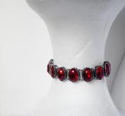 希腊necklace㊣手作中世纪哥特式，红色水晶镶嵌花丝项圈项链