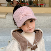 可爱宝宝加厚毛线帽儿童空顶鸭舌帽女童帽子秋冬季针织帽保暖