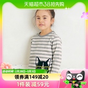 日本千趣会春秋童装长袖T恤立体动物图案纯棉男女童打底衫D84206