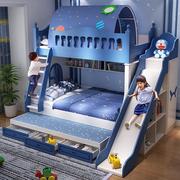上下床双层床儿童床男孩，两层实木床子母床高低，铺双人床多功能滑梯