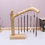 创意原木笔架天然树枝树杈毛笔架简约中式毛笔挂架陈列架实木笔挂