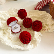 eatmoon红玫瑰浪漫丝绒花束情人，节礼物求婚戒指盒植绒可爱