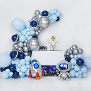 ins太空主题蓝色系，男孩生日派对布置气球链套餐幼儿园节日装饰品