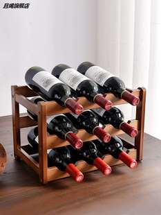 简易红酒架现代简约酒瓶，架创意格子，置物架家用客厅实木葡萄酒摆件