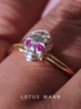 甜酷芭比.天然红宝石Ruby Skull Ring手镶双金属骷髅戒指