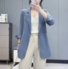 韩版小西装外套女七分袖气质雪纺上衣2024年夏季防晒薄款西服