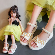 女童鞋子2024春季小公主珍珠鞋夏季儿童凉鞋女孩小香风中大童鞋子