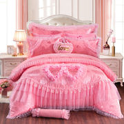 韩版蕾丝四件套大红全棉婚庆公主粉色结婚床上用品纯棉六八十件套