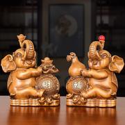 中式大象摆件招财象一对家居客厅酒柜装饰办公室桌面摆设