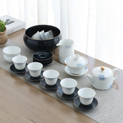 盖碗陶瓷手绘功夫茶具套装荷花整套家用简约办公室泡茶茶杯礼盒装