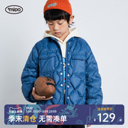 mipo儿童轻薄羽绒服男2023秋冬女童棒球外套冬装立领夹克上衣