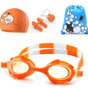 儿童孩子学游泳工具道具潜水眼罩护目镜耳塞鼻夹泳帽女小头围套装