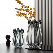 现代北欧轻奢琉璃花朵造型水培玻璃花瓶设计师款欧式家居装饰摆件