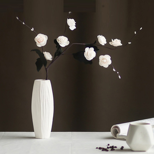 北欧现代简约白色陶瓷花瓶干花水培富贵竹创意摆件客厅小清新装饰