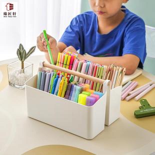 麦克笔收纳盒大容量笔筒书，桌面儿童画笔水彩笔，铅笔文具桶笔架学生
